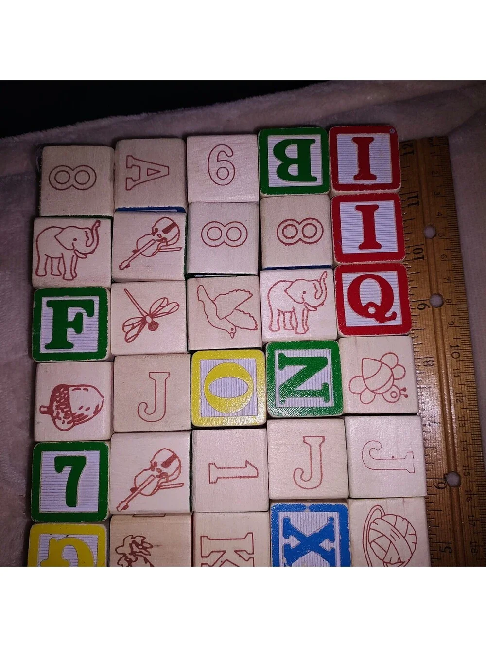Lot Of 50 Melissa & Doug Wooden Alpha, Animal & Number Blocks, Bag, Tool Box